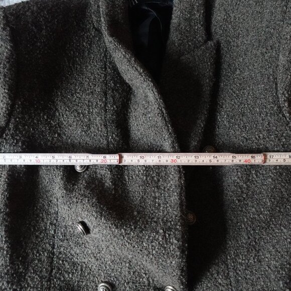 ZARA Long Double -Breasted Boucle Blazer Jacket Green Wool blend - Picture 5 of 10